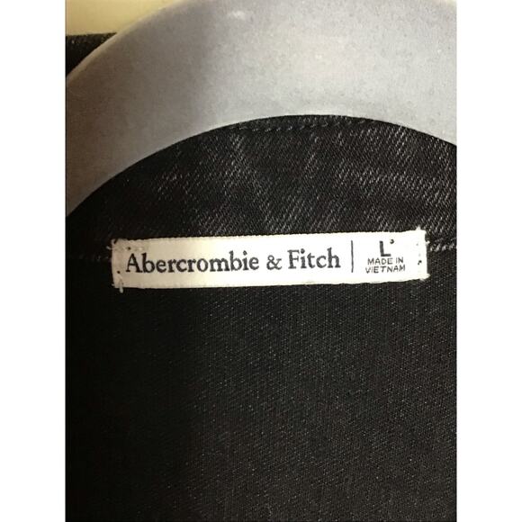 Abercrombie & Fitch Denim Button Down Barrel Sleeve Mini Dress Sz. Lrg Black - Picture 10 of 11